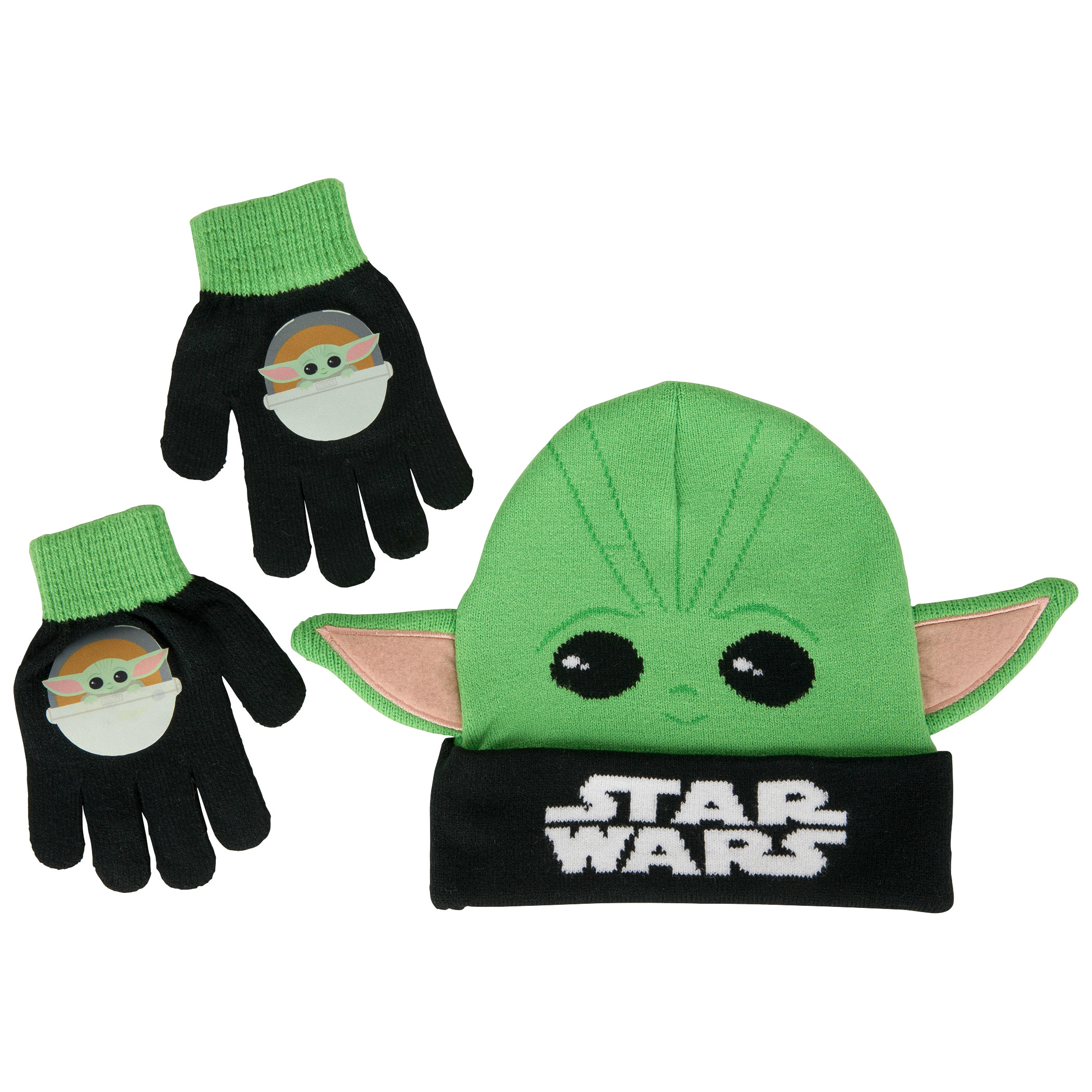 Star Wars The Mandalorian Grogu Kid's Gloves and Beanie with Ears Set